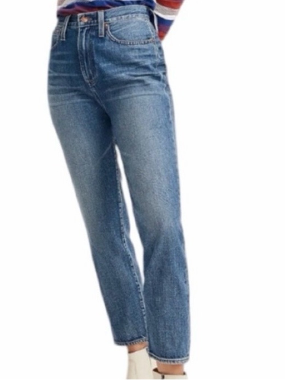 Madewell Women’s The Mom Blue Cropped Jean High Waist Denim Straight Leg Sz 26